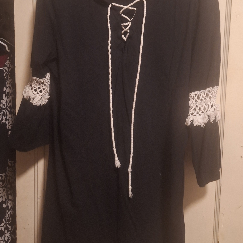 Black Dress with Lace-Up Detail